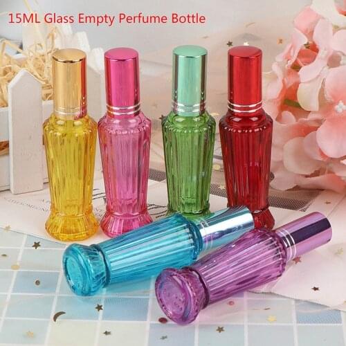 15ml Colorful Glass Perfume Bottle Thick Mini Empty Fragrance Cosmetic Packaging Spray Bottle Refillable Glass Vials
