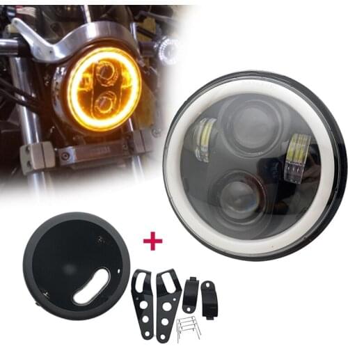 5 3/4" White DRL High Low Beam Projector Led Car Motorcycle Headlight with 5.75inch Lamp housing For Dyna Sportster Softail