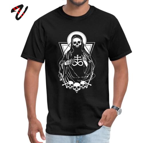 Jesus Tees Men Satanic Tops Devil Skull T-shirt Saint Grim Reaper Clothing 100% Cotton Unique Summer T Shirts Fitness Men Tshirt