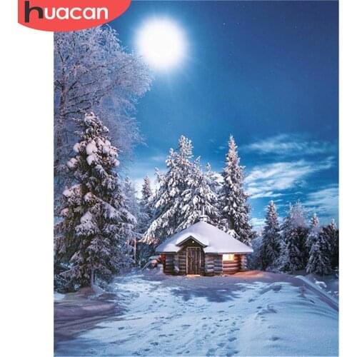 HUACAN DIY Pictures By Number Winter Night Kits Home Decor Painting By Numbers Landscape Drawing On Canvas HandPainted Art Gift