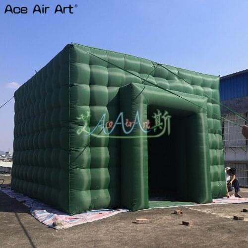 Customized black/green square inflatable photo booth enclosure,event cube marquee with inner fan for display