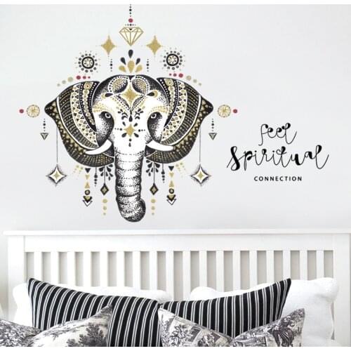 Indian magical Elephant Head Wall Stickers Home Decor Door Closet Wall Decals livingroom bedroom Wall Citation Art Mural Poster