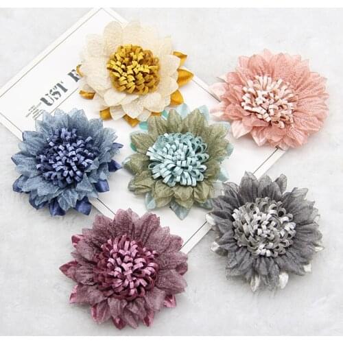 10pcs Artificial Flower Head for Wedding Headdress Cap Shoes Decoration DIY Flower Gift Box Craft Fake Flower
