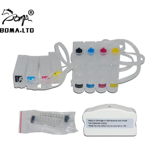 C3500 C3510 C3520 CISS SJiC22P Cartridge For Epson ColorWorks TM-C3500 TM-C3510 TM-C3520 Bulk Ink System With Chip Resetter