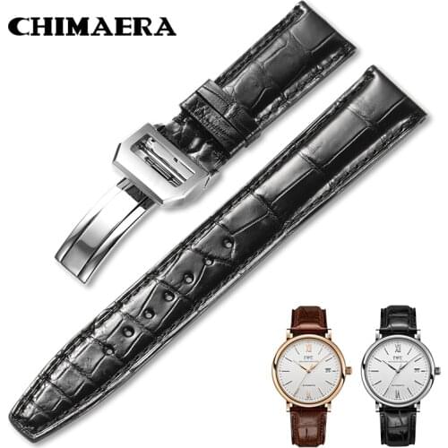 CHIMAERA Leather Watch Band American Nile Alligator Grain Handmade 20mm 21mm 22mm Genuine Leather Bracelet for IWC Watch Strap