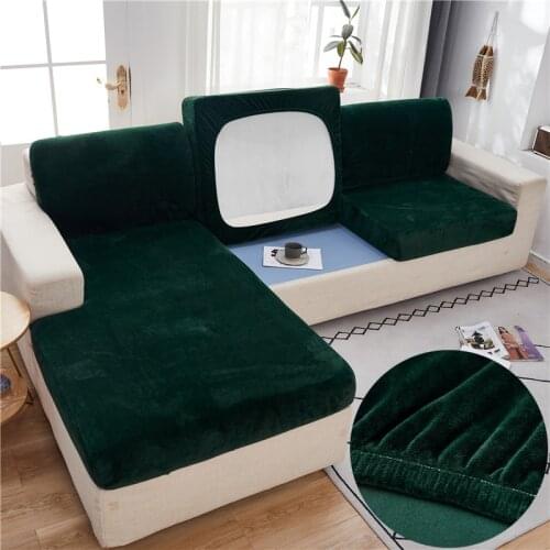 Soft Velvet Sofa Seat Cushion Cover Home Decor Solid Color Sofa Cushion Protective Cover Anti-slip Slipcover Couch Cover
