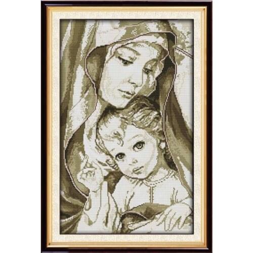 Joy Sunday Virgin Mary and The Son Cross Stitch Kits Counted Pattern Printed Chinese Embroiderys Needlework Decorations for Home