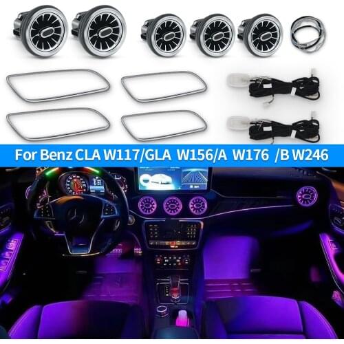 New 12-Color LED Car Air Vent Turbine Atmosphere Lamp For Mercedes-Benz AMG A/B/CLA/GLA Class W176 W117 W156 W246 Ambient Light