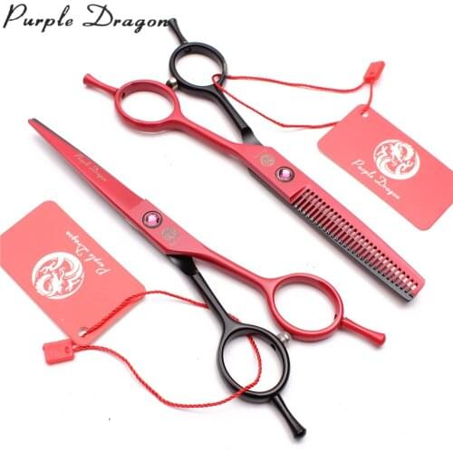 5.5" 15.5cm Red&Black Cutting Scissors Thinning Shears Professional Pet Scissors Dog Grooming Scissors Animal Scissors Set Z1012