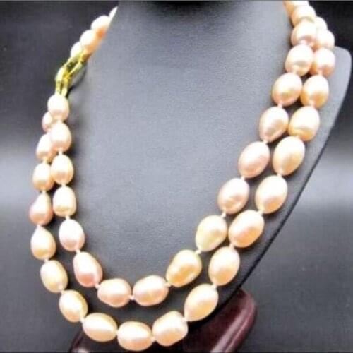 New beautiful 10-12MM AAA Natural south sea pink pearl necklace 18-19inch