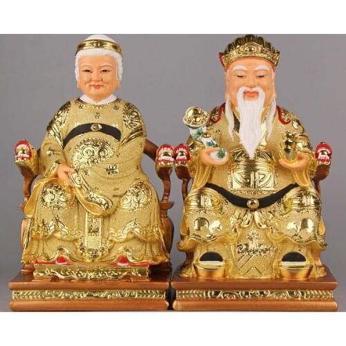 A pair Southeast Asia Company home shop thriving business Money Good luck CAI SHEN YE TU DI GONG PO God of wealth buddha statue