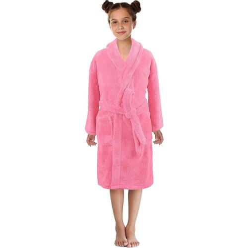 ARLONEET Toddler Pajamas Flannel autumn and winter warm Bathrobe Boys Girls Solid homewear Towel Night-Gown Sleepwear W0501