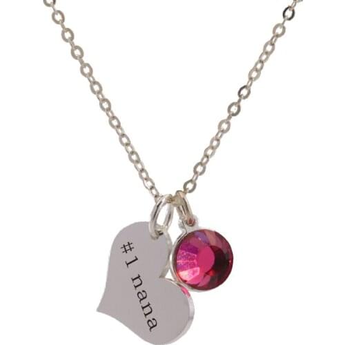 Heart Necklace Silver 925 with Birthstone Custom Engraved Initial Name Charm Pendant Choker Valentines Day Gifts for Girlfriend