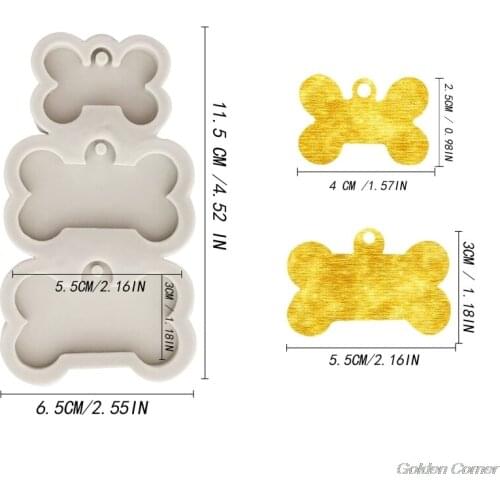 Silicone Mould Dog Tag Bone Shaped Keychain Casting Crafts Key Chain Pendant Making Tools Crystal Epoxy Resin Mold F06 21
