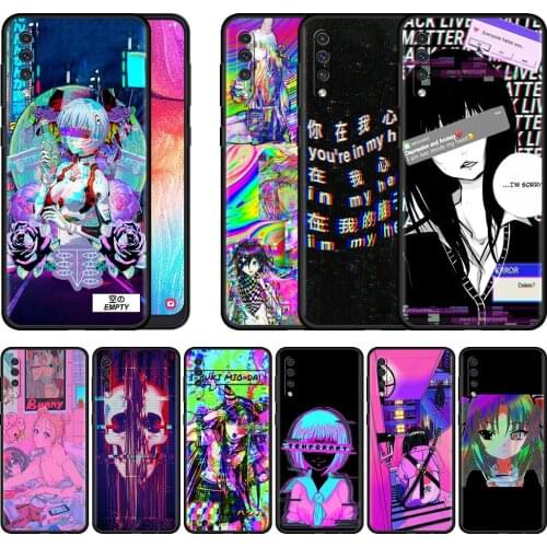 Silicone Phone Case For Samsung Galaxy A50 A70 A22 A10 A30 A20e A20s A40 A10s A90 5G A80 A7 A9 2018 Cover Vaporwave Glitch Anime