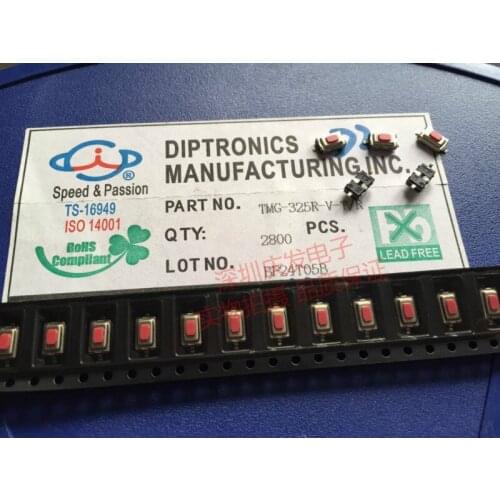 Taiwan Yuan DIP TMG-325R Tact Switch 3*6*2.5 Waterproof and Dustproof Patch 2 Pin Button