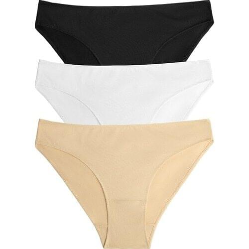 Suwen 3 Pack Briefs Panty-Black/White/Skin Color