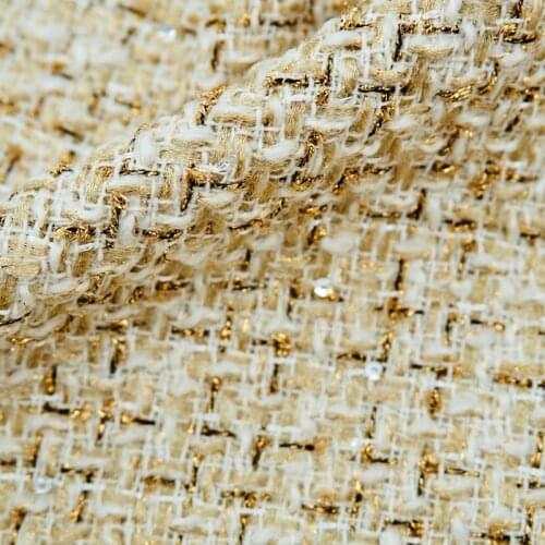Gold Wire Plaid Wool Tweed Fabric For Coat Skirt Telas Por Metro Tissus Au MÈTre Ткань Для Шитья Sewing By The Yard Tecido Diy