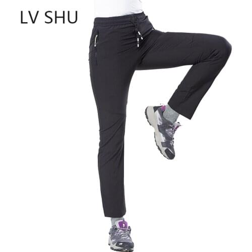 LVSHU Waterproof Trekking Hiking Pants Women Summer Quick Dry Camping Climbing Fishing Sport Outdoor Trousers Women Plus Size