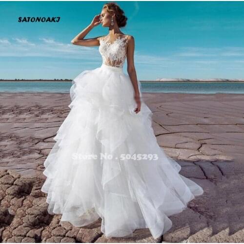 Beach Ball Gown Wedding Dresses 2021 Sexy Lace Appliques Sleeveless Long Boho Bridal Vestidos De Noivas Robe Mariage Undefined