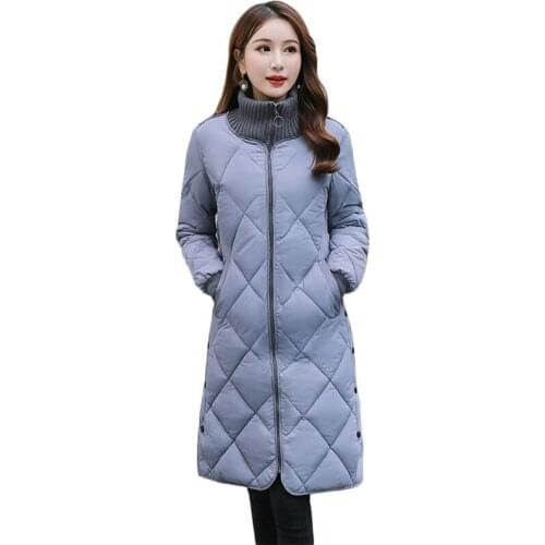 Winter jacket women gray plus size loose turtleneck down cotton coats 2020 autumn new long sleeve warmth clothing feminina JD819