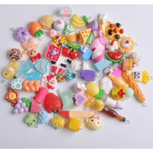 10pcs New resin kawaii cabochon charms craft jewelry simulated food pendant decoration model DIY simulation Earrings accessories