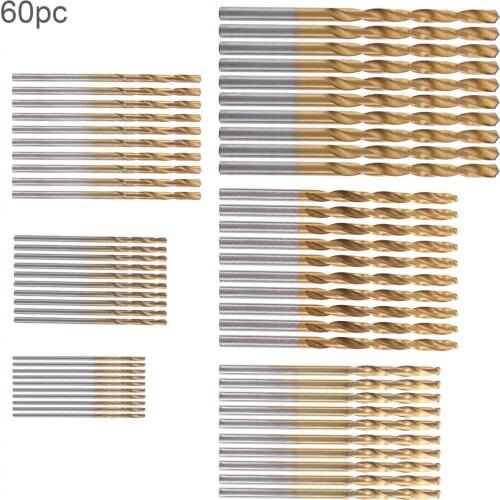 60pcs High Speed Metric HSS Twist Drill Bits Coated Set 1.0MM - 3.5MM Stainless Steel Small Cutting Resistance for Hole Punch