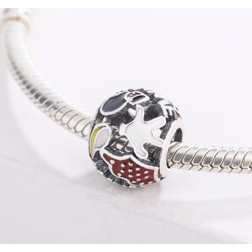 925 Sterling Silver Mickey Avatar Palm Colour Enamel Bangle Pendant Charms Bracelet DIY Jewelry Making For Original Pandora