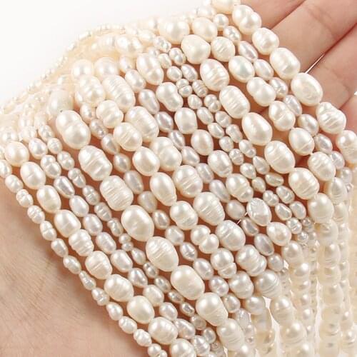 High Quality White Freshwater Pearl Beads Punch Loose Rice Shape Beads for Jewelry Making DIY Women Necklace Friendship Gift