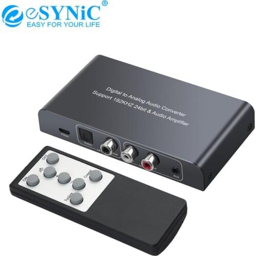 ESYNiC DAC 192kHz Digital to Analog Audio Converter Adapter Coaxial Toslink Optical to Analog L/R 3.5mm Headphone Audio Adapter