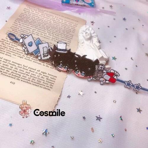 Cosmile Detective Conan Kudou Shinichi Kid the Phantom Thief Embroidery Bracelet Pendant Gift C