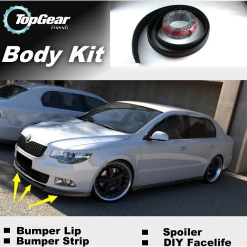Bumper Lip Deflector Lips For Skoda Superb Front Spoiler Skirt For TG Friends Car Tuning View / Body Kit / Strip
