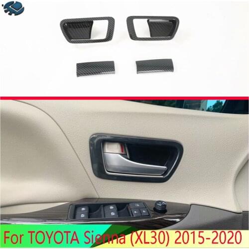For TOYOTA Sienna (XL30) 2015-2020 Carbon Fiber Style Inner Door Handle Cover Catch Bowl Trim Insert Bezel Frame Garnish