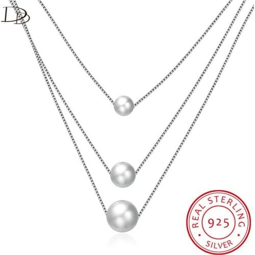 DODO Korean fashion 925 sterling-silver-jewelry multi-layer bohemian 3 imitation white pearl choker necklace wholesale DN103