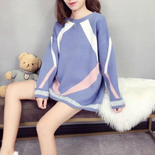 H9550 Pullover Women Fall Winter Round Collar Casual Warm Loose Sweater Student College Style Fashion Simple Jumper Tops Clothes