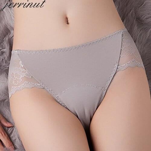 Jerrinut Menstrual Panties Women Underwear Physiological Pants Mid Waist Sexy Leak Proof Lace Cotton Women Period Underwear