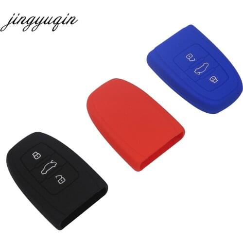 Jingyuqin 30pcs/lot Skin Silicone Key Case for Audi A4L Q5 A8 C7 new A6L SQ5 RS5 Smart Remote Car Key Fob Cover