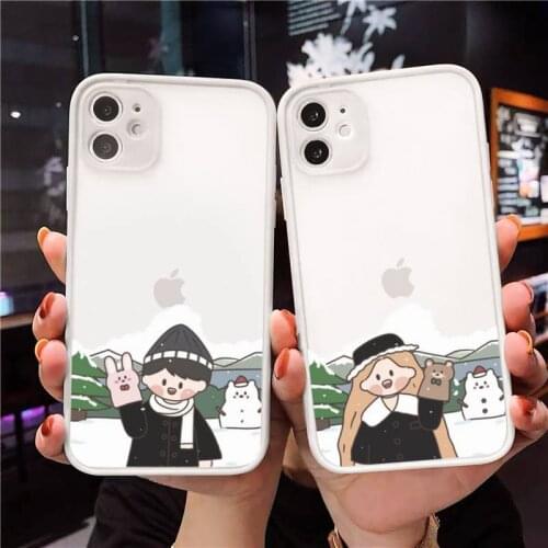 Lace wedding couple Phone Case For iPhone 12 11 Mini Pro XR XS Max 7 8 Plus X Matte transparent White Cover