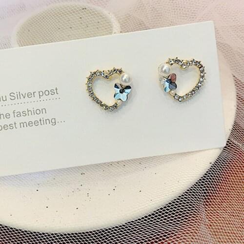 Unusual Earrings For Women 2021trend Goth Piercing Stainless Steel Jewelry Pendant Vintage Undefined Pearl Zircon Butterfly Cute