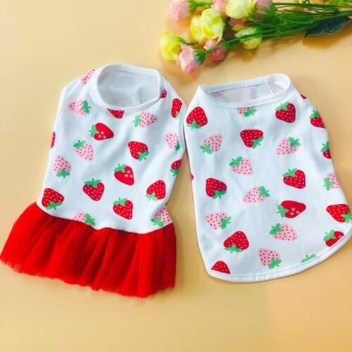 Pet Dog Dress Summer Dog Vest Skirt Cute Strawberry Dog Clothes Yorkshire Poodle Bichon Schnauzer Pomeranian Pet Dresses Outfit
