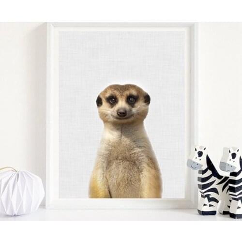 Meerkat Print African Desert Animal Poster Nursery Wall Decor Meerkat Photography Wall Art Canvas Painting Kids Room Decoration