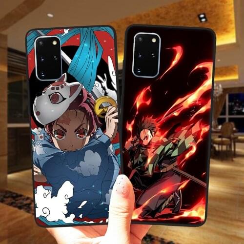 Cute Demon Slayer Anime Black Silicone Phone Case Cover For Samsung Galaxy S20 FE S8 S9 S10 Plus S10E Note 20 Ultra 10 Lite Pro