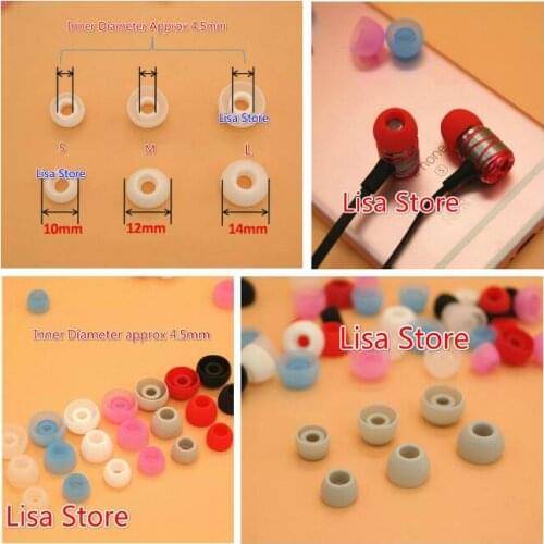 100 Pair/200pcs 4.5mm S M L Silicone In-Ear Earphone Headset Replacement Earbud Bud Tips Ear buds Eartips Earplug Covers Cushion