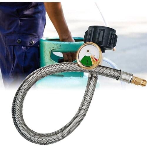 VOGVIGO 12 Inch Upgraded Braided 1/4inch NPT RV Propane Pigtail Hose with Gauge for 1/4"