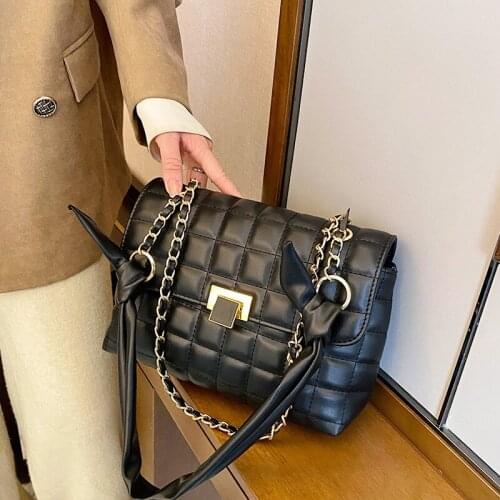 Embroidery small plaid PU Leather Crossbody Bags for Women 2021 new Trend Hand Bag Womens Branded Trending Shoulder Handbags