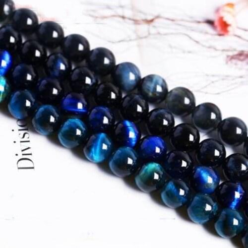 High Quality Natural Blue Tiger Eye Stone 4/6/8/10/12/14/16mm Smooth Round Necklace Bracelet Jewelry Loose Beads 38cm wk175