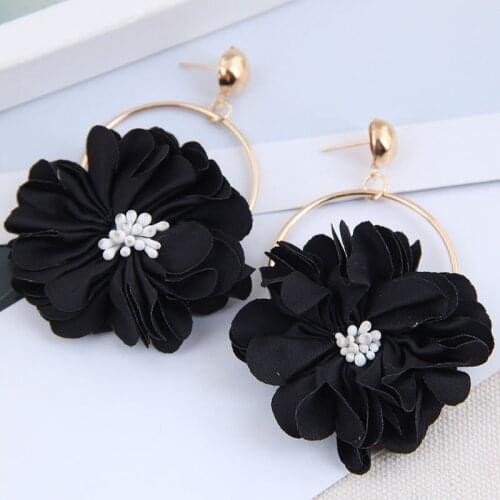 YADA 2021 Wholesale Korean Geometric Flowers Earring Crystal Statement Cloth Flower Earring For Women Jewelry Earrings ER210004