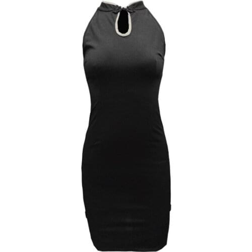 ZC3344 2021 summer new women fashion sexy temperament hollow-out Chinese style retro sleeveless cheongsam slim wrap hips dress