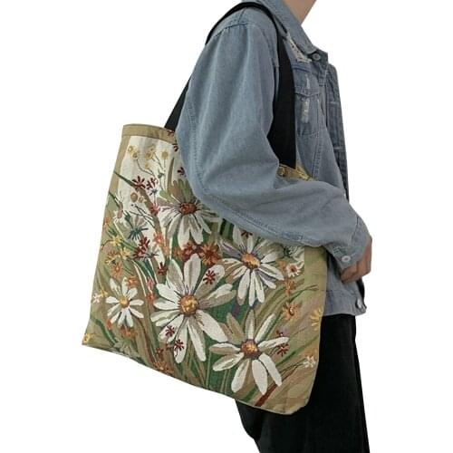 Women Canvas Tote Bag, Vintage Animal/Floral Shoulder Bag Large Capacity Handbag