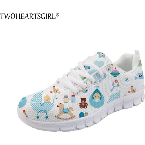 Twoheartsgirl Women Flats Sneakers Shoes Cute Baby Pattern Girls Casual Running Shoes Female Comfortable Breathable Sneakers